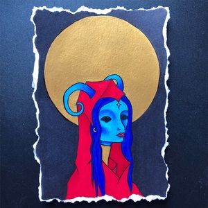 “Aries” Zodiac Moon Spirit Art Print 5” by 7”